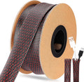 Pangda 300 Feet 1/2 Inch Wire Loom PET Expandable Braided Sleeving Braided Sleeve for TV, Computer, Home Theater (Black-Red)