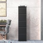 5 Drawer Vertical File Cabinet with Lock, Metal Filing Cabinets for Home Office, Heavy Duty File Storage Cabinet for Legal/Letter/A4 Documents, Easy to Assemble, Black