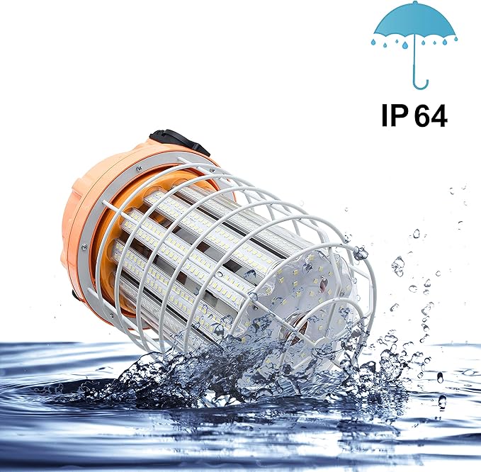 100W LED Temporary Work Light Fixture 16000 Lumen Daylight White 5000K, IP64 Dust & Waterproof, Stainless Steel Protective Cover for High Bay Construction Jobsite Workshop