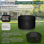 Heavy Duty Patio Furniture Covers Waterproof, 600D Round Outdoor Furniture Cover Waterproof for Sectional Sofa Couch, Outdoor Dining Table and Chair Set Covers 20"DIA x 23"H, Black