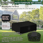 Heavy Duty Patio Furniture Covers Waterproof, 600D Outdoor Furniture Cover Waterproof for Sectional Sofa Couch, Outdoor Dining Table and Chair Set Covers 74''L x 47''W x 28''H, Black