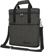 opux 3 Bottle Wine Carrier Tote, Insulated Leakproof Wine Cooler Bag, Wine Travel Bag for Picnic BYOB Beach, Portable Wine Bottle Carrying Case, Gift for Wine Lover Women Men Christmas, Charcoal Grey