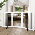 Freestanding Pet Gate for Dogs, Foldable Wooden Dog Gate for House Indoor, Tall Pet Fence for Stair, Doorway,Hall, Support Feet Included, 3 Panels 32",White