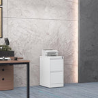 2 Drawer File Cabinet with Lock, Steel Vertical Filing Storage Cabinet for Home Office, Heavy-Duty File Cabinets for Letters/Legal/A4 (Require Assembly, White)