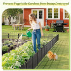 Bepatio Decorative Garden Fence Animal Barrier with Gate, 11.8in (H) x 16ft (L) 10 Panels Dog Fence Outdoor for Yard, Heavy Duty Metal Fence Border, Flower Bed, Easy Setup, Black