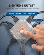 DEWENWILS 50 FT Retractable Extension Cord Reel with 6 Grounded Outlets, 14/3C SJTOW Heavy Duty Power Cord with New Twist-Lock Stopper, Lighted Triple Tap, 13A Circuit Breaker, ETL Listed