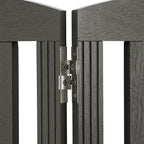 SPIRICH Wooden Freestanding Foldable Dog Gate, Extra Wide Step Over Puppy Gate, 3 Panels, Grey