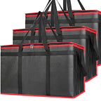 Bodaon 3-Pack Insulated Food Delivery Bag, XXXL Pizza Cooler Bags, Rideshare Delivery Bag, Warmer/Frozen, Cold/Hot Thermal Styrofoam Carrier for Car/Travel/Shopping/Catering