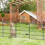 Metal Garden Fence with Gate 36in (H) x 18.7ft (L), 1 Gate+7 Panels Dog Fence Border Fence Animal Barrier, No Dig Garden Fencing for Yard Flower Bed Lawn Patio Outdoor,ECG3508,Black