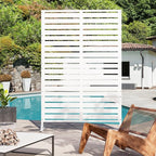 Modern Shade Metal Privacy Screen 72" H x 48" W, Freestanding Decorative Outdoor Privacy Fence Panels for Instant Privacy & Space Division, Patio Screens for Patios Outside Outdoor, White