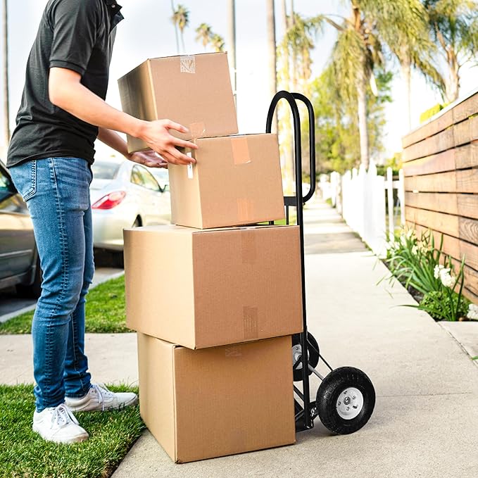 Olympia Tools 800 Lb Sack Hand Truck with Folding Nose, D Handle and 10" Pneumatic Wheels for Home and Office Use