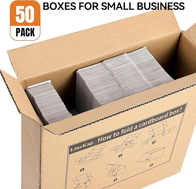 Small Shipping Boxes 3.5x3.3x1.6 Inches, 50-Pack White Corrugated Cardboard Gift Boxes for Mailing, Packaging & Storage