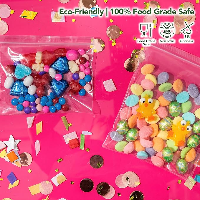 Zip Bags – 7x5 Inches (1000 Count), 2 Mil – Clear Plastic Reclosable LDPE Poly Sandwich Baggies with Resealable Lock Seal Zipper – For Snacks, Cookies, Candies, Treats, Pastries, Party