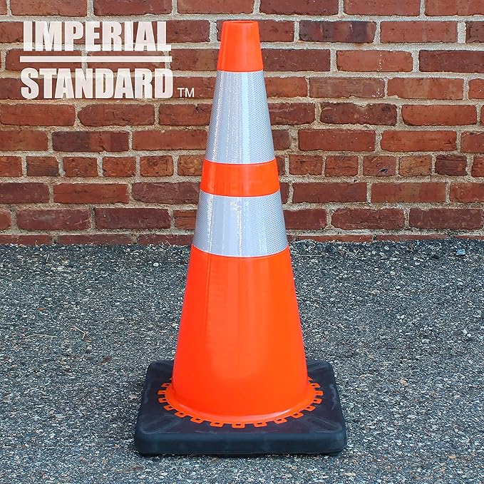 Traffic Cones - Safety Cones - 28" Orange Cones with 2 Reflective Collars - Construction Cones - Road Cones - Parking Cones - Street Cone (2 pack)