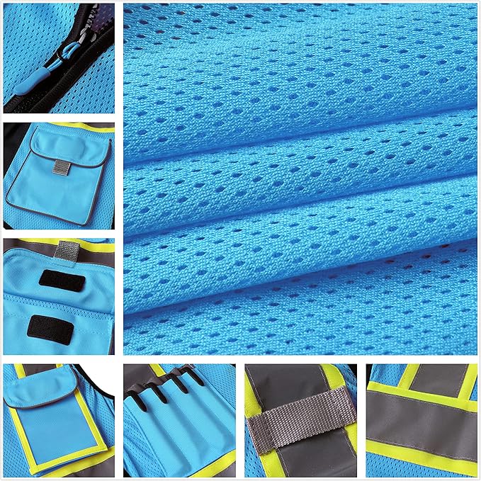 Safety Vest for women, Hi vis Reflective Lady Work vest With 9 Multi Pocket And Zipper