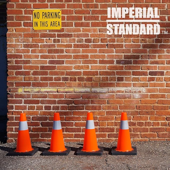 Traffic Cones - Safety Cones - 18" Orange Cones with 2 Reflective Collars - Construction Cones - Road Cones - Parking Cones - Street Cone (4 pack)