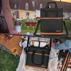 opux 3 Bottle Wine Carrier Tote, Insulated Leakproof Wine Cooler Bag, Wine Travel Bag Tote for Picnic BYOB Beach, Portable Wine Bottle Carrying Case, Gift for Wine Lover Women Men Christmas, Brown