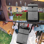 opux 2 Bottle Wine Carrier Tote, Insulated Leakproof Wine Cooler Bag, Wine Travel Bag for Picnic BYOB Beach, Portable Wine Bottle Carrying Case, Gift for Wine Lover Women Men Christmas, Heather Grey