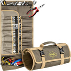 The Ryker Tool Roll Up Bag Heavy-Duty Canvas Tool Organizer w/Clear PVC Wrench Cover, Heavy Duty Roll Up Tool Bag w/Multiple Pockets for Wrenches, Sockets, and Tools for Mechanics Gifts for Him