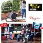 dbest products Quik Cart Stair Climber Wheeled Rolling Crate Teacher Utility with seat Heavy Duty Collapsible Basket with Handle, 18" D x 17" W x 39" H, Black