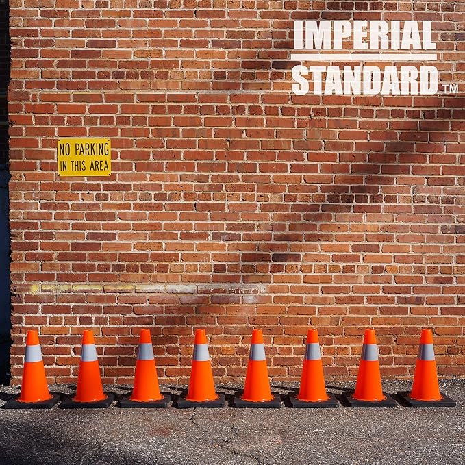 Traffic Cones - Safety Cones - 18" Orange Cones with 2 Reflective Collars - Construction Cones - Road Cones - Parking Cones - Street Cone (16 pack)