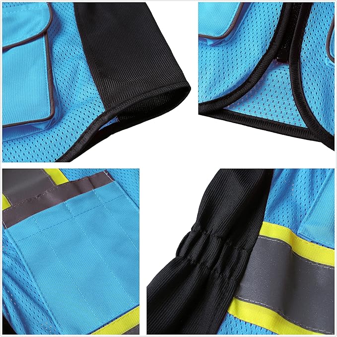 Safety Vest for women, Hi vis Reflective Lady Work vest With 9 Multi Pocket And Zipper